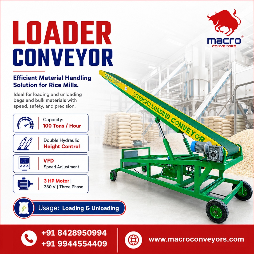 Loading and Unloading Conveyors for Rice Mill